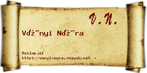 Ványi Nóra névjegykártya